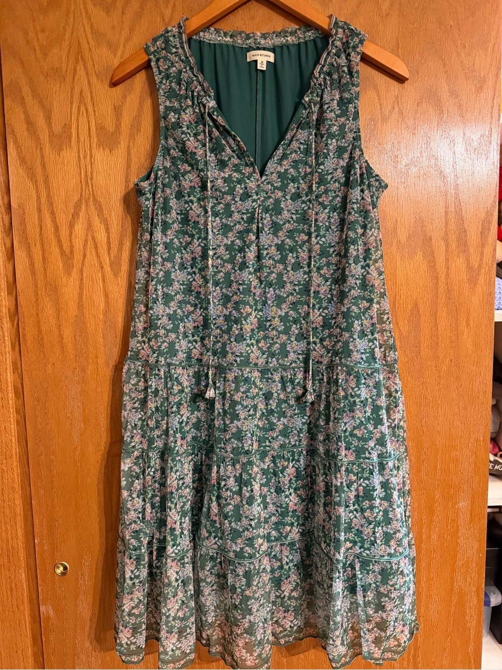 Max Studio Green Floral Midi Dress